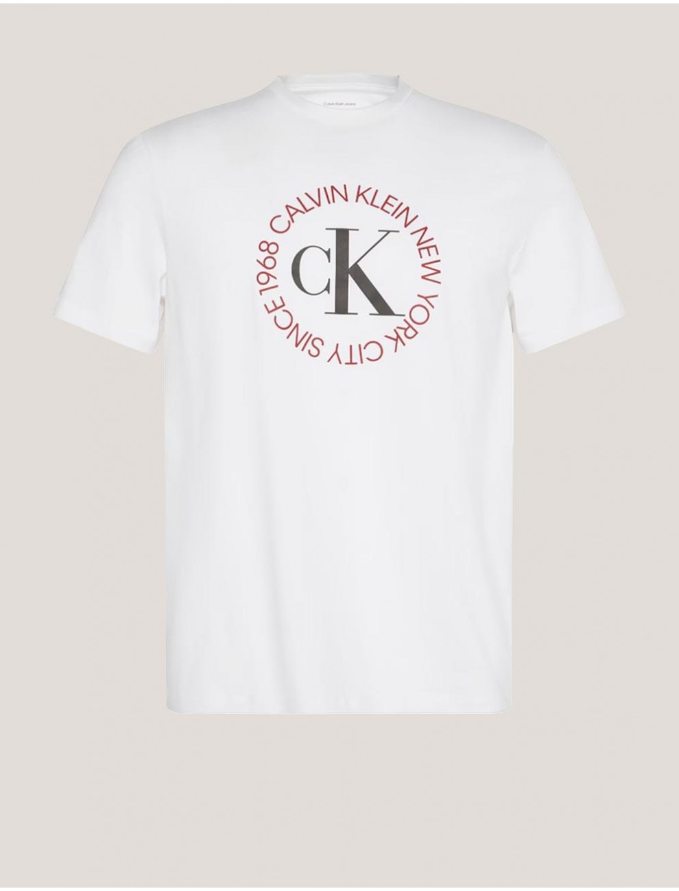 CAMISETA CALVIN KLEIN SS 30S WHSL CK WORD CIRCLE GRAPH BLANCO