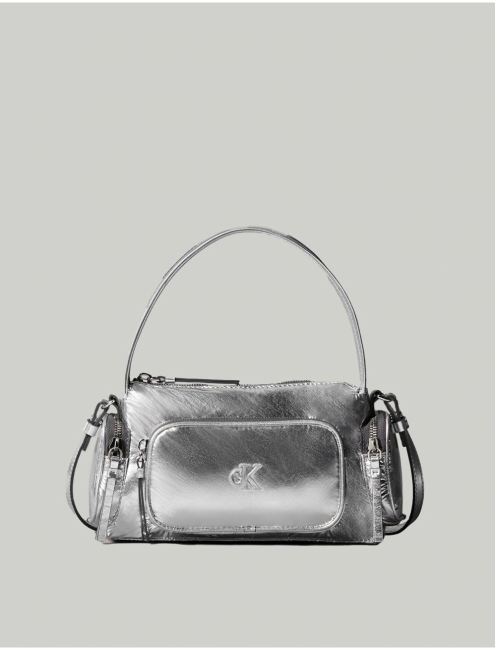 BOLSO CALVIN KLEIN POCKET SILVER NYLON SMALL BAG PLATA