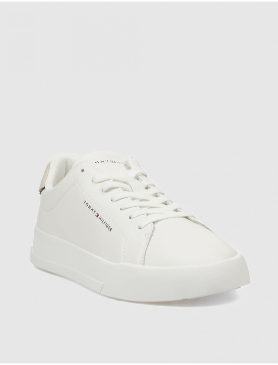 ZAPATILLA TOMMY HILFIGER TH COURT LTH DETAIL ESS BLANCO
