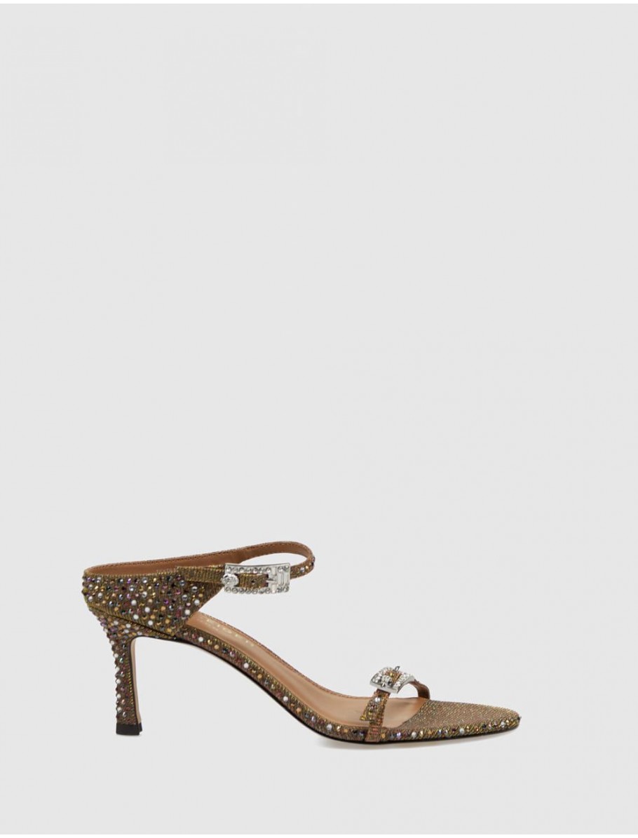 SANDALIA KURT GEIGER STRASS DOUBLE BUCKLE SDL MARRoN