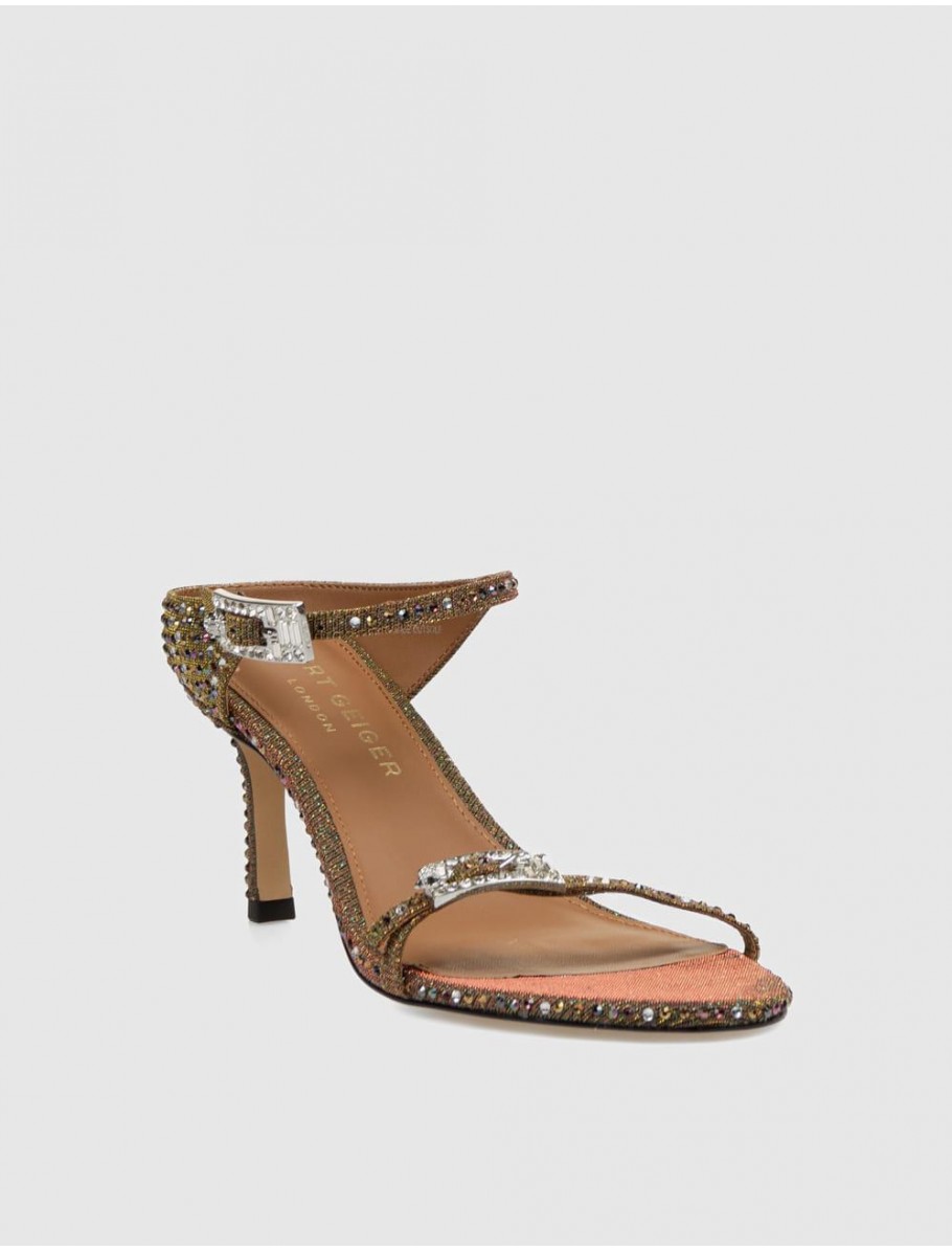 SANDALIA KURT GEIGER STRASS DOUBLE BUCKLE SDL MARRoN