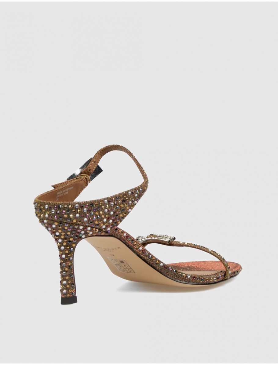 SANDALIA KURT GEIGER STRASS DOUBLE BUCKLE SDL MARRoN