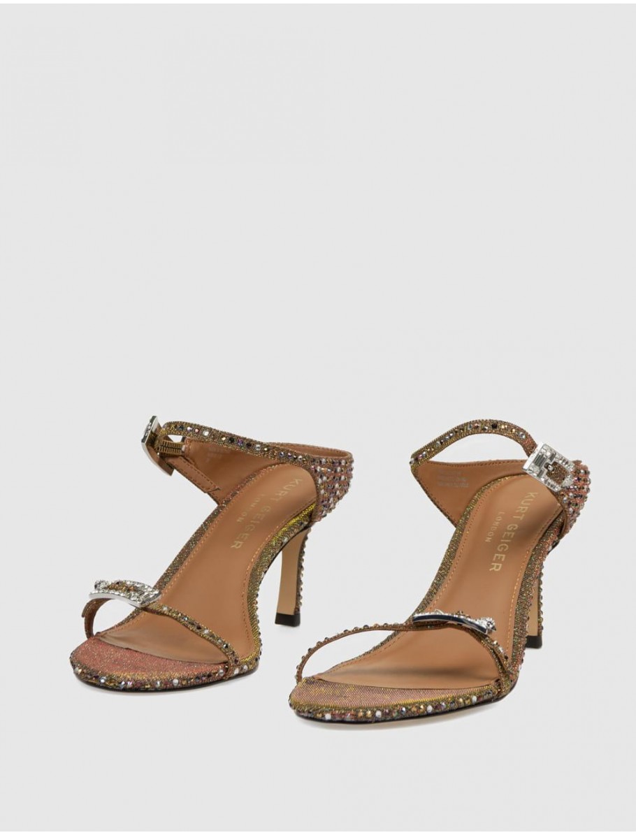 SANDALIA KURT GEIGER STRASS DOUBLE BUCKLE SDL MARRoN