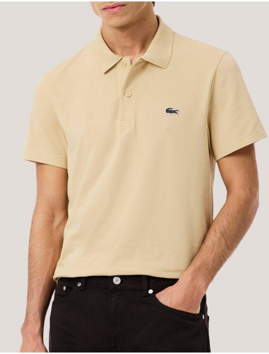 POLO LACOSTE SHORT SLEEVED RIBBED NATURAL