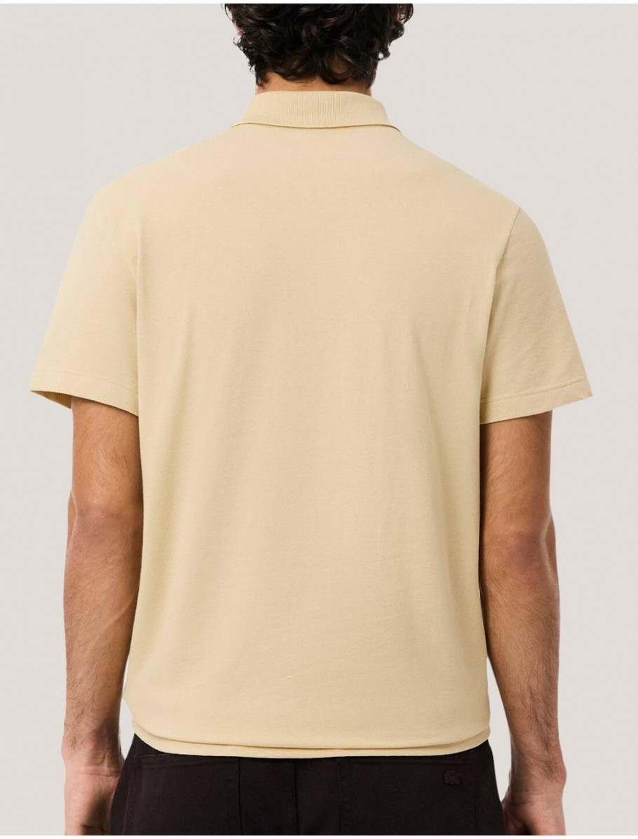 POLO LACOSTE SHORT SLEEVED RIBBED NATURAL