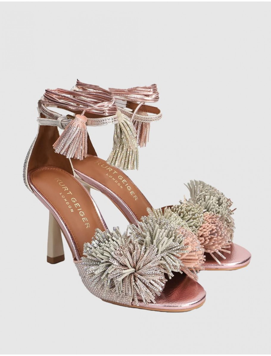 SANDALIA KURT GEIGER POM POM ANKLE TIE SANDAL MULTI ROSA