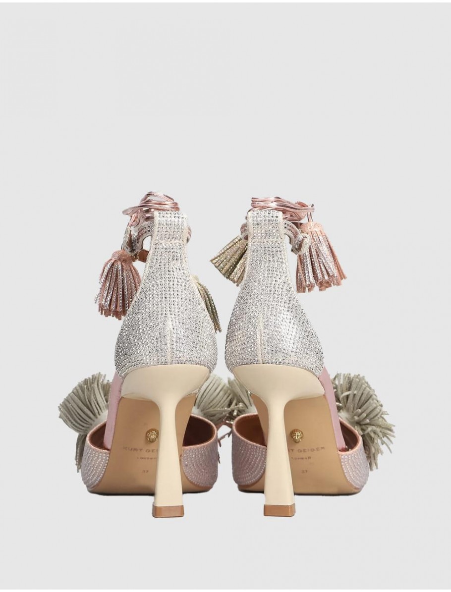 SANDALIA KURT GEIGER POM POM ANKLE TIE SANDAL MULTI ROSA