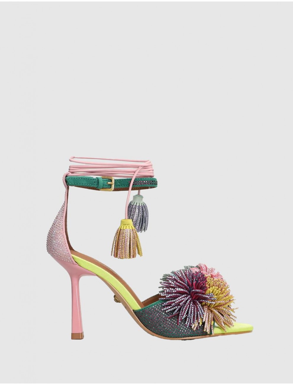 SANDALIA KURT GEIGER POM POM ANKLE TIE SANDAL MULTI
