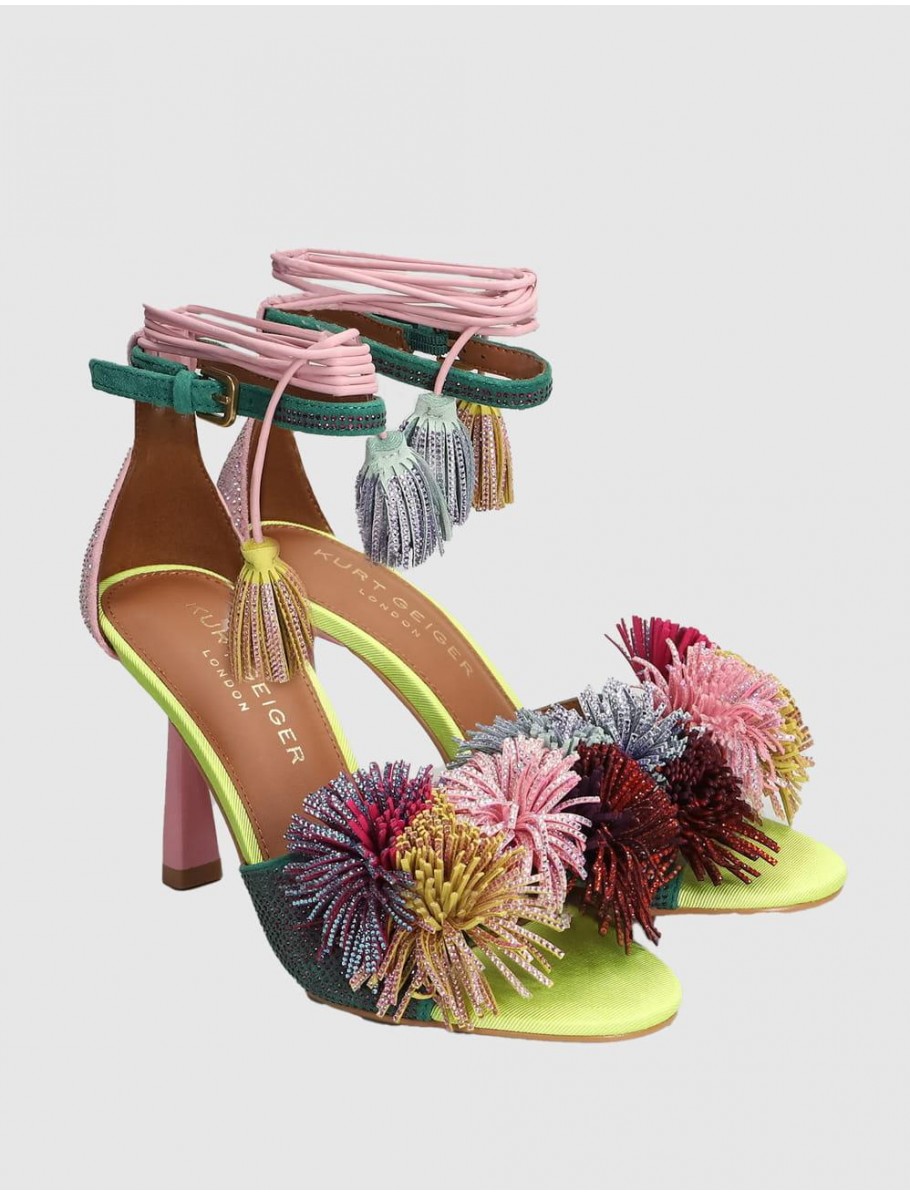 SANDALIA KURT GEIGER POM POM ANKLE TIE SANDAL MULTI