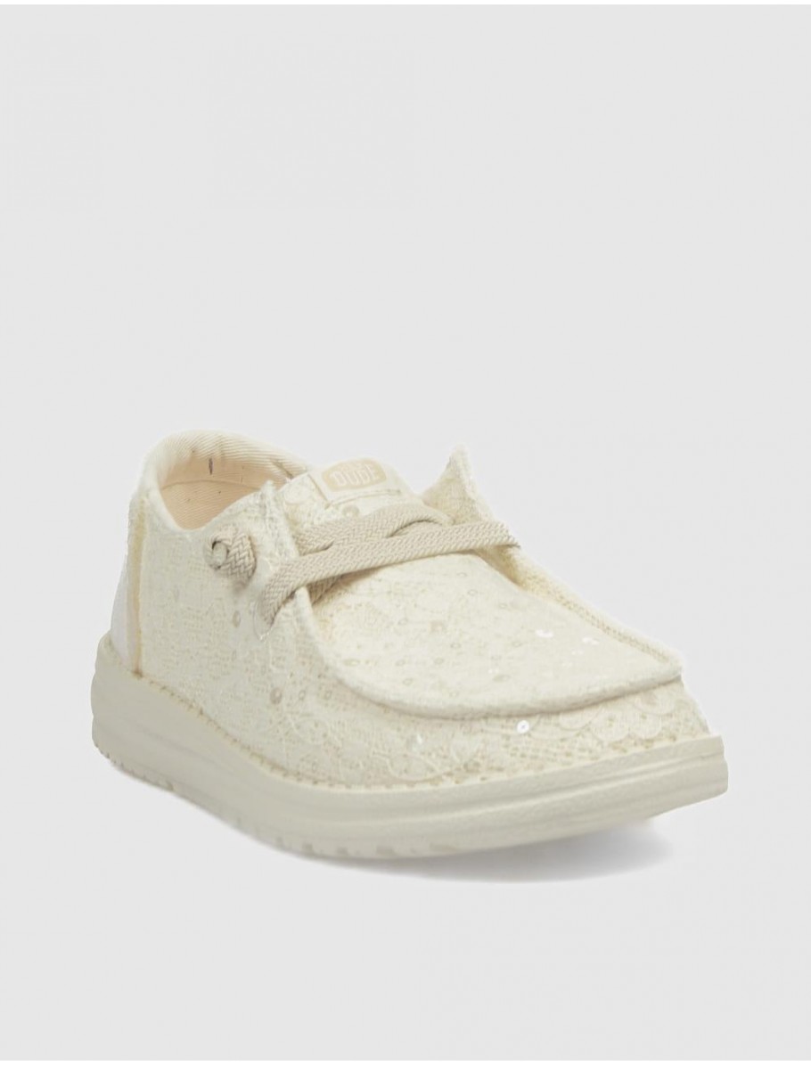 ZAPATILLA DUDE WENDY SEQUIN LACE BEIG
