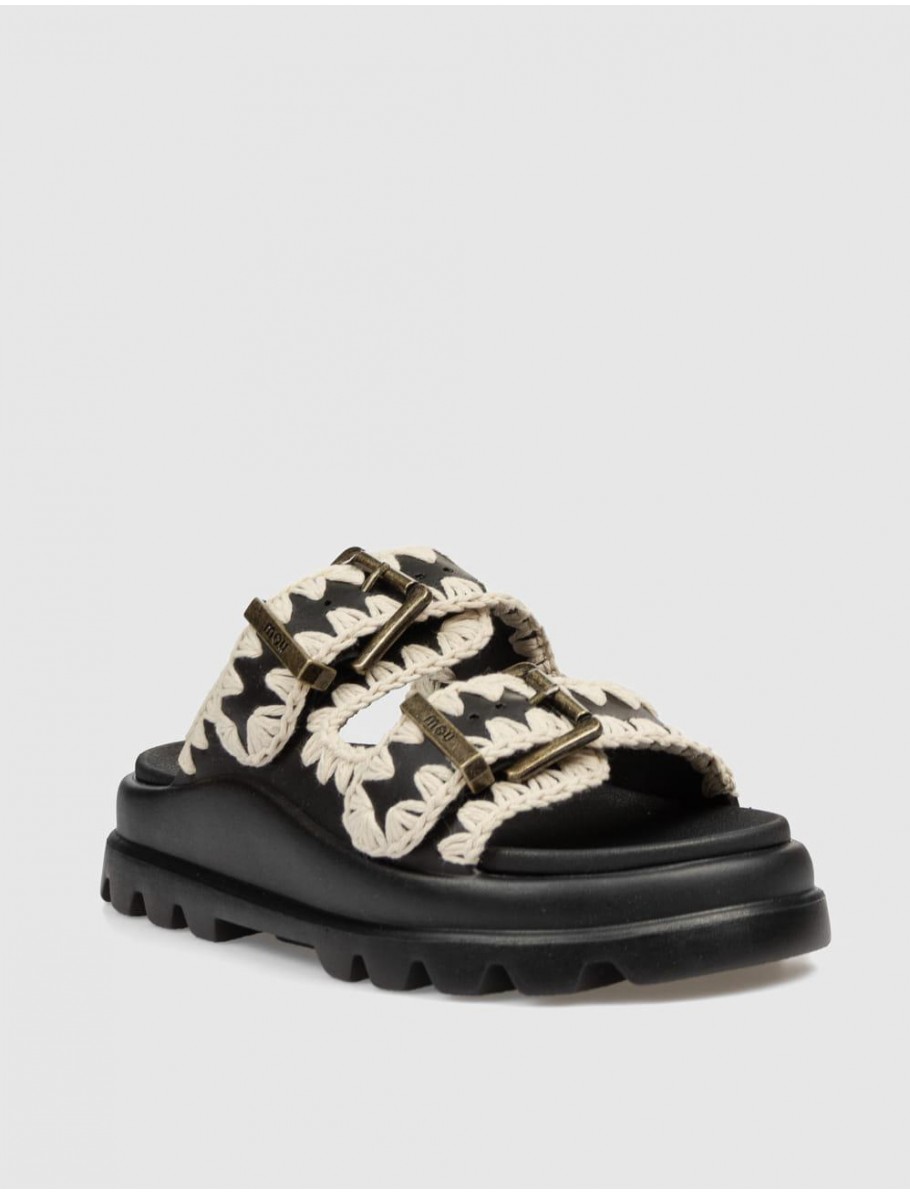 CHANCLA MOU EVA ONE PIECE SLIDE TWO BUCKLE NEGRO