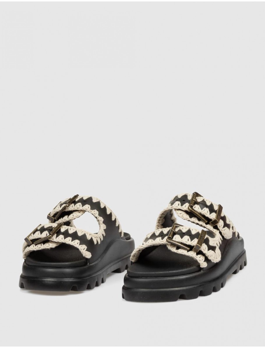 CHANCLA MOU EVA ONE PIECE SLIDE TWO BUCKLE NEGRO
