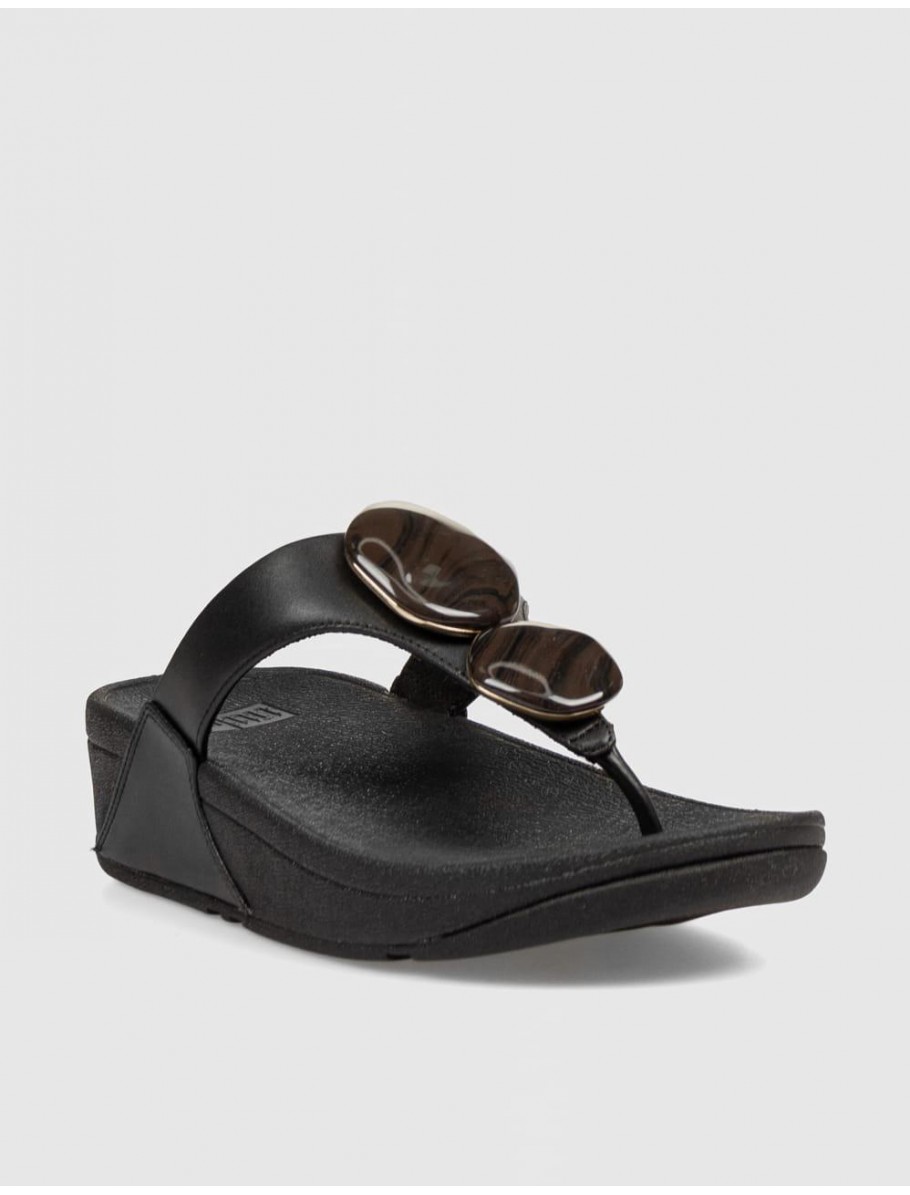 SANDALIA DE DEDO FITFLOP LULU MARBLED STONE NEGRO