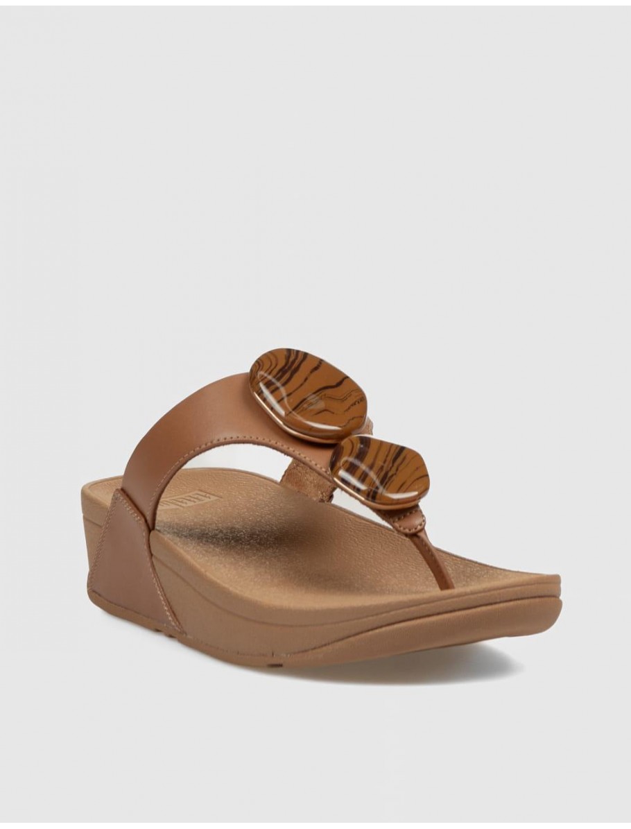 SANDALIA DE DEDO FITFLOP LULU MARBLED STONE CUERO