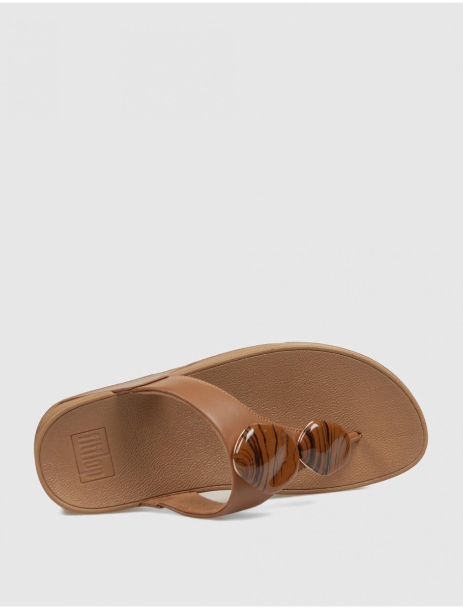 SANDALIA DE DEDO FITFLOP LULU MARBLED STONE CUERO