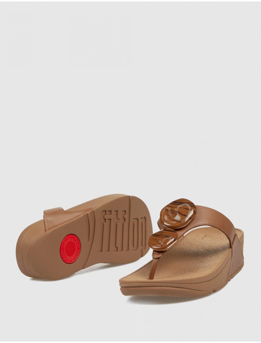 SANDALIA DE DEDO FITFLOP LULU MARBLED STONE CUERO