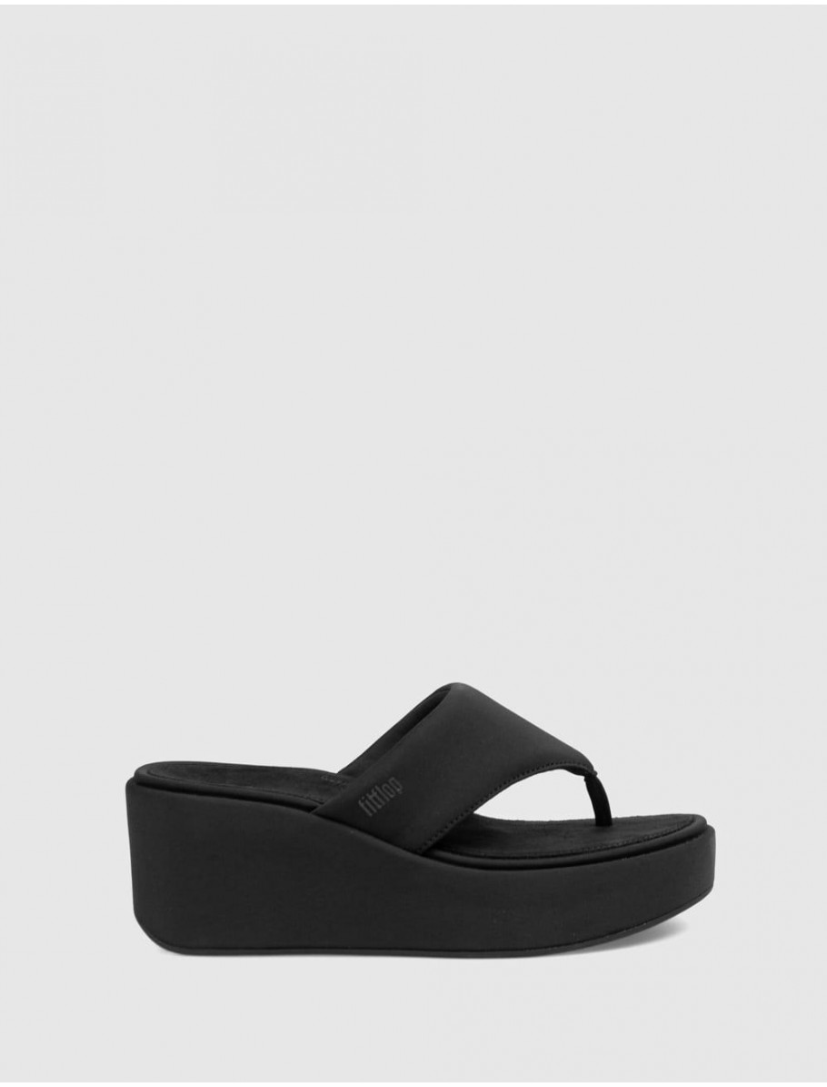 SANDALIA DE DEDO FITFLOP PLATFFORMS WEDGE NEGRO