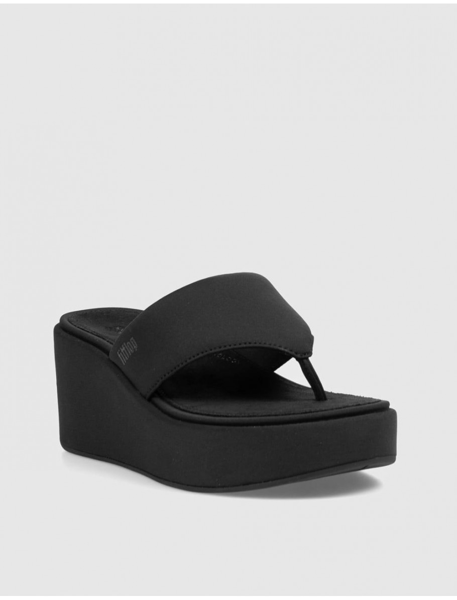 SANDALIA DE DEDO FITFLOP PLATFFORMS WEDGE NEGRO