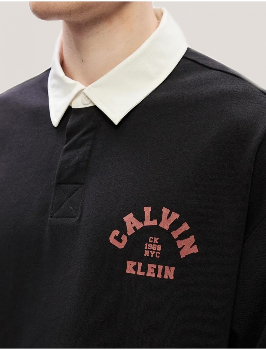 POLO CALVIN KLEIN COMPACT RUGBY LS POLO NEGRO