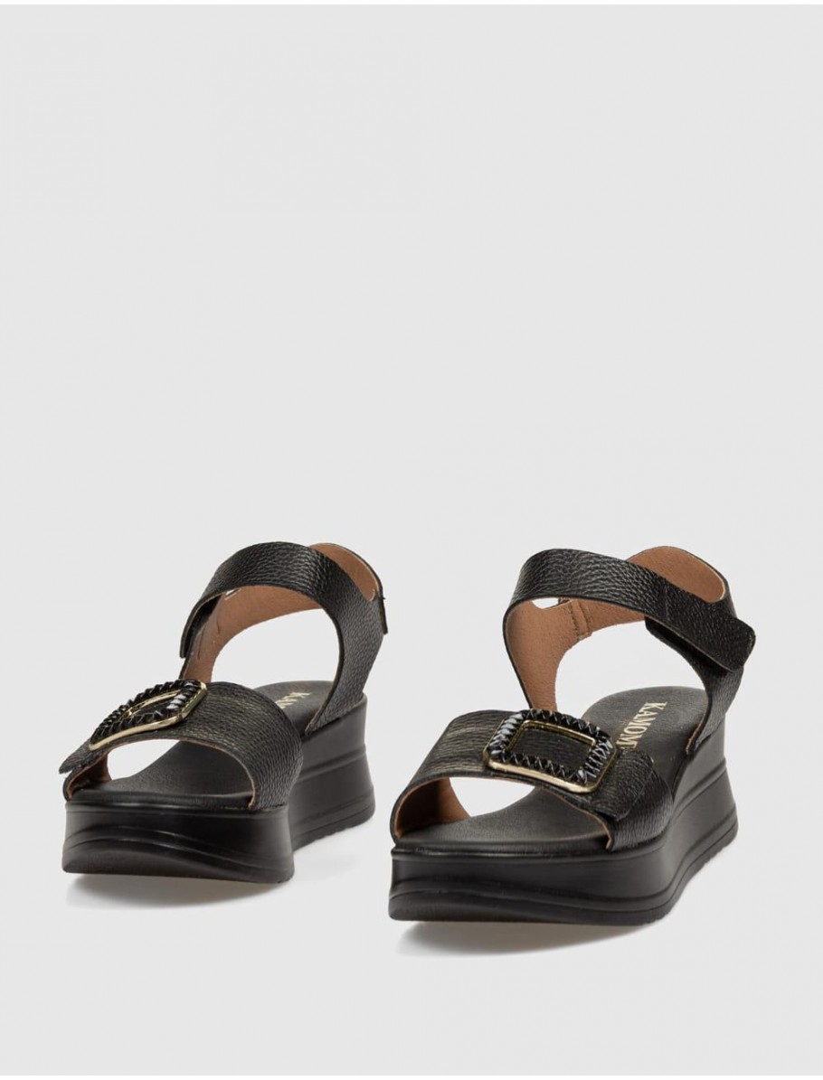SANDALIA KAMOME TOVAR NEGRO