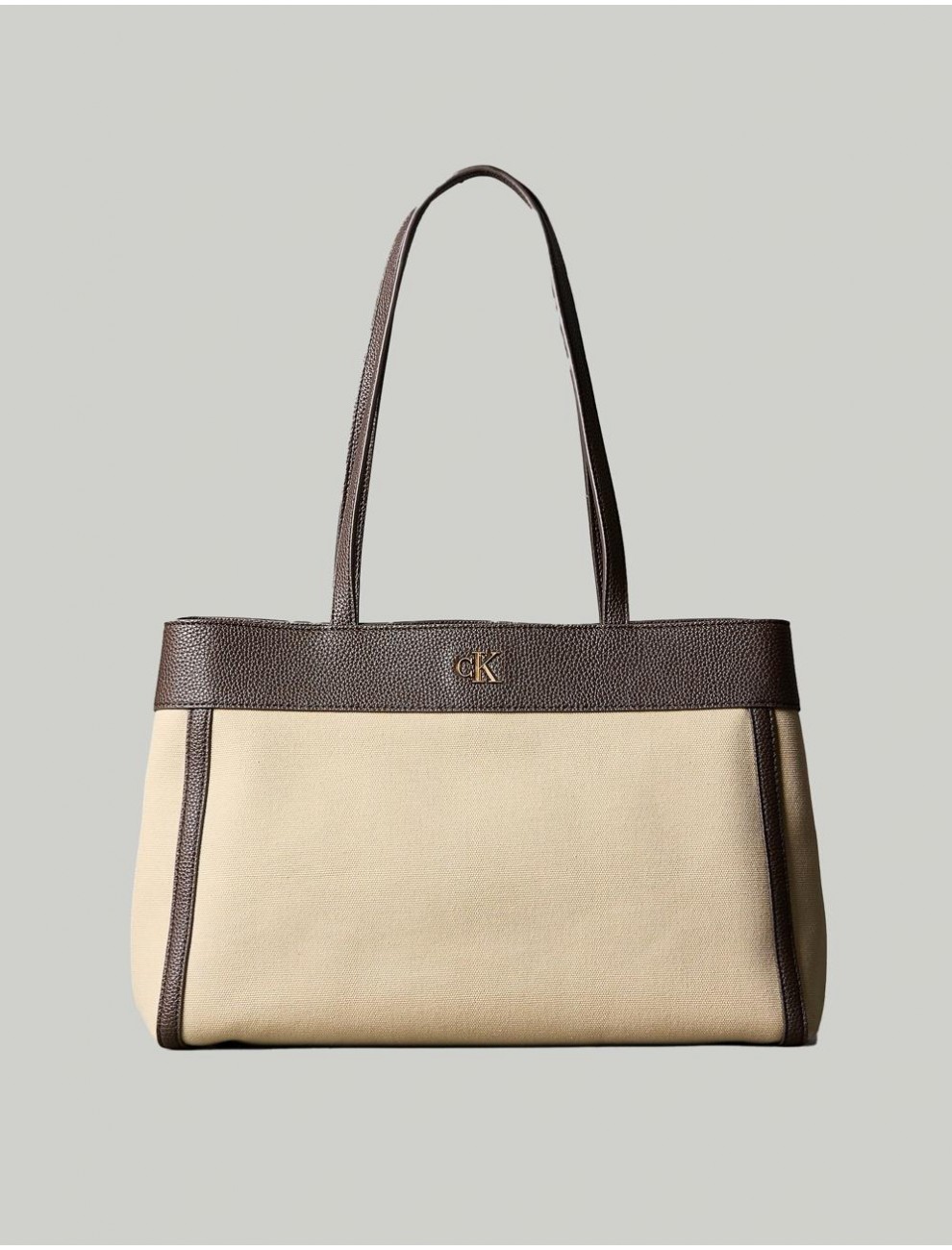 BOLSO CALVIN KLEIN CK CANVAS MEDIUM TOTE MARRoN