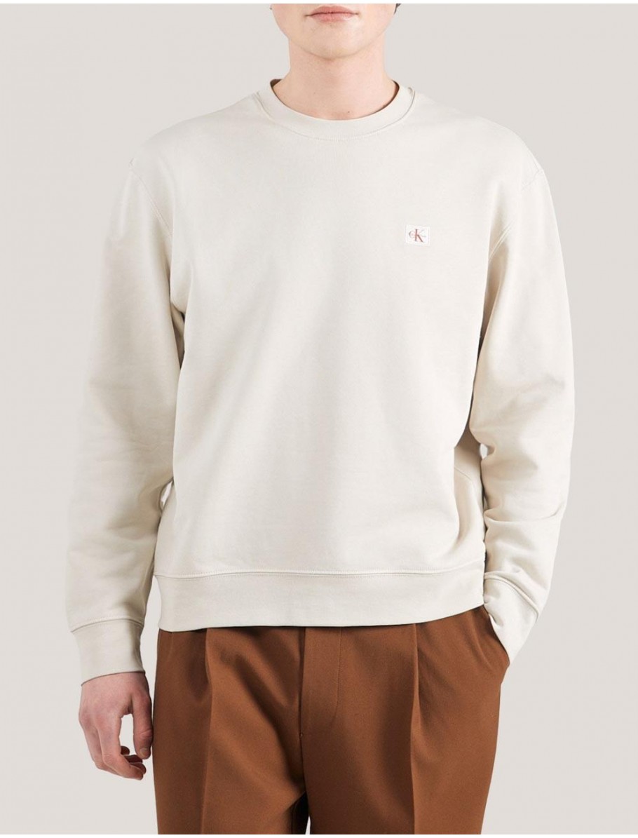 SUDADERA CALVIN KLEIN LS EU 350 TERRY BADGE BEIG