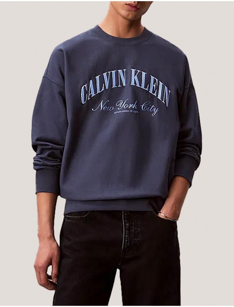 SUDADERA CALVIN KLEIN LS PREMIUM TERRY CALVIN COLLEGIA MARINO