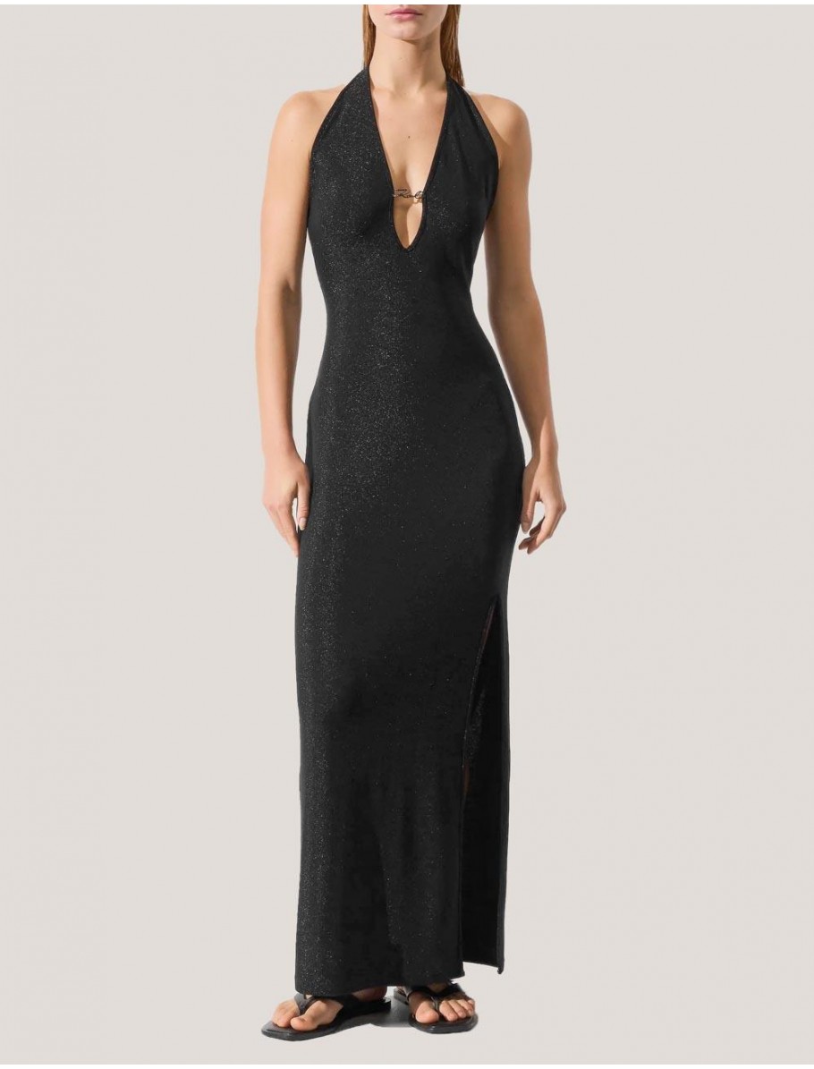 VESTIDO KARL LAGERFED SIGNATURE LUREX BEACH NEGRO