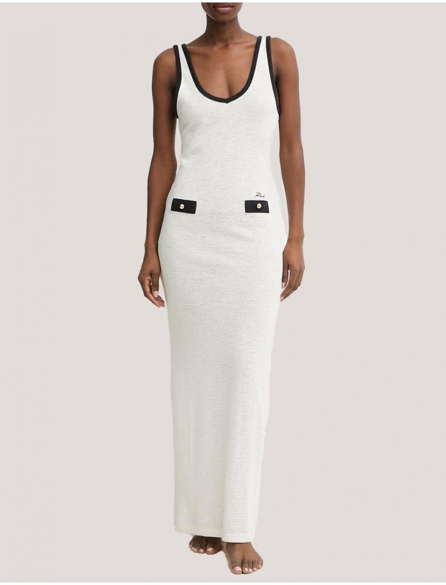 VESTIDO KARL LAGERFED SIGNATURE TANK BEACH DRESS BEIG
