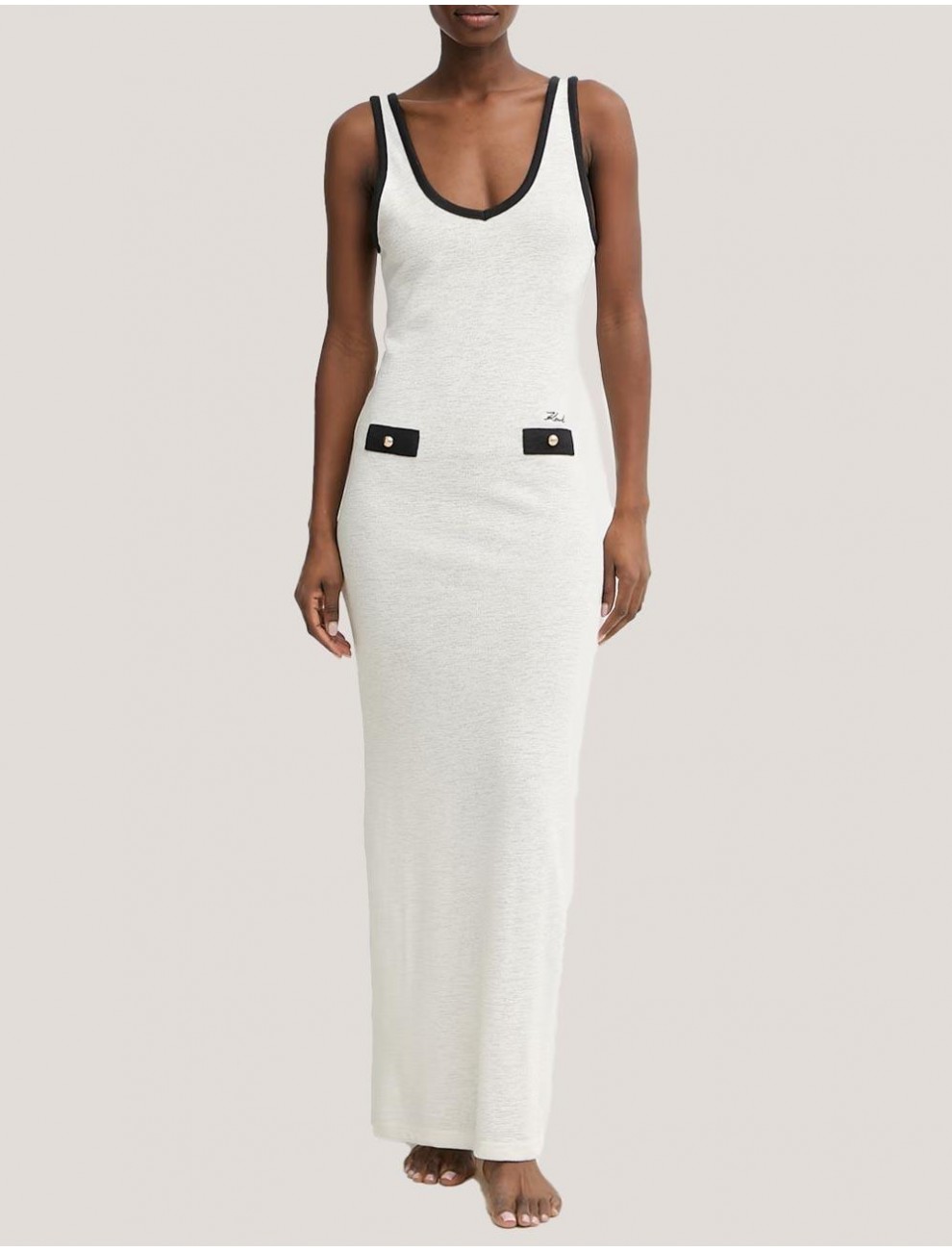 VESTIDO KARL LAGERFED SIGNATURE TANK BEACH DRESS BEIG