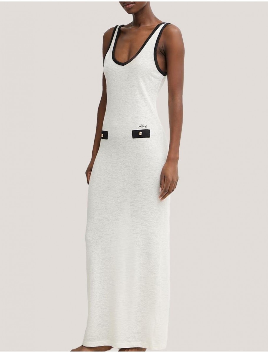 VESTIDO KARL LAGERFED SIGNATURE TANK BEACH DRESS BEIG