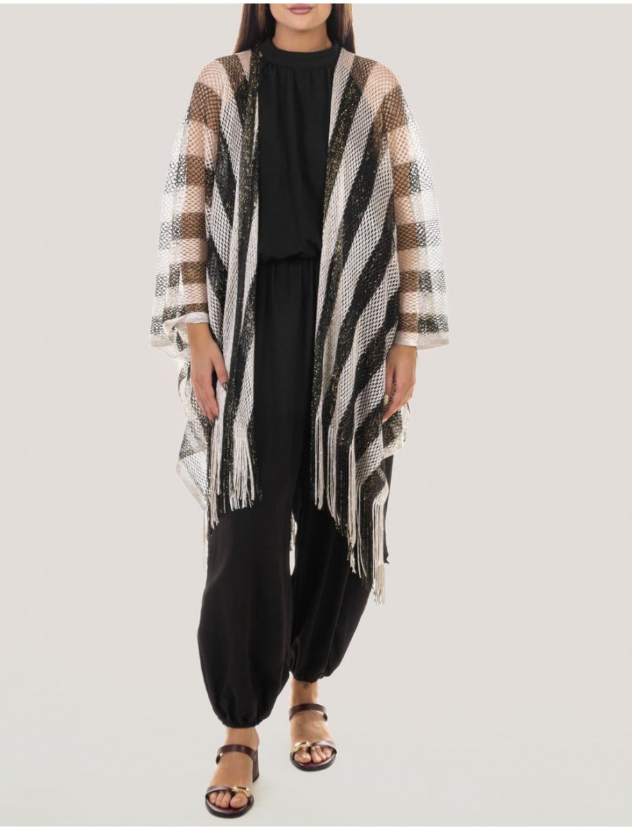 PONCHO LIUJO BOLSOS PONCHO RETE RIGHE NEGRO