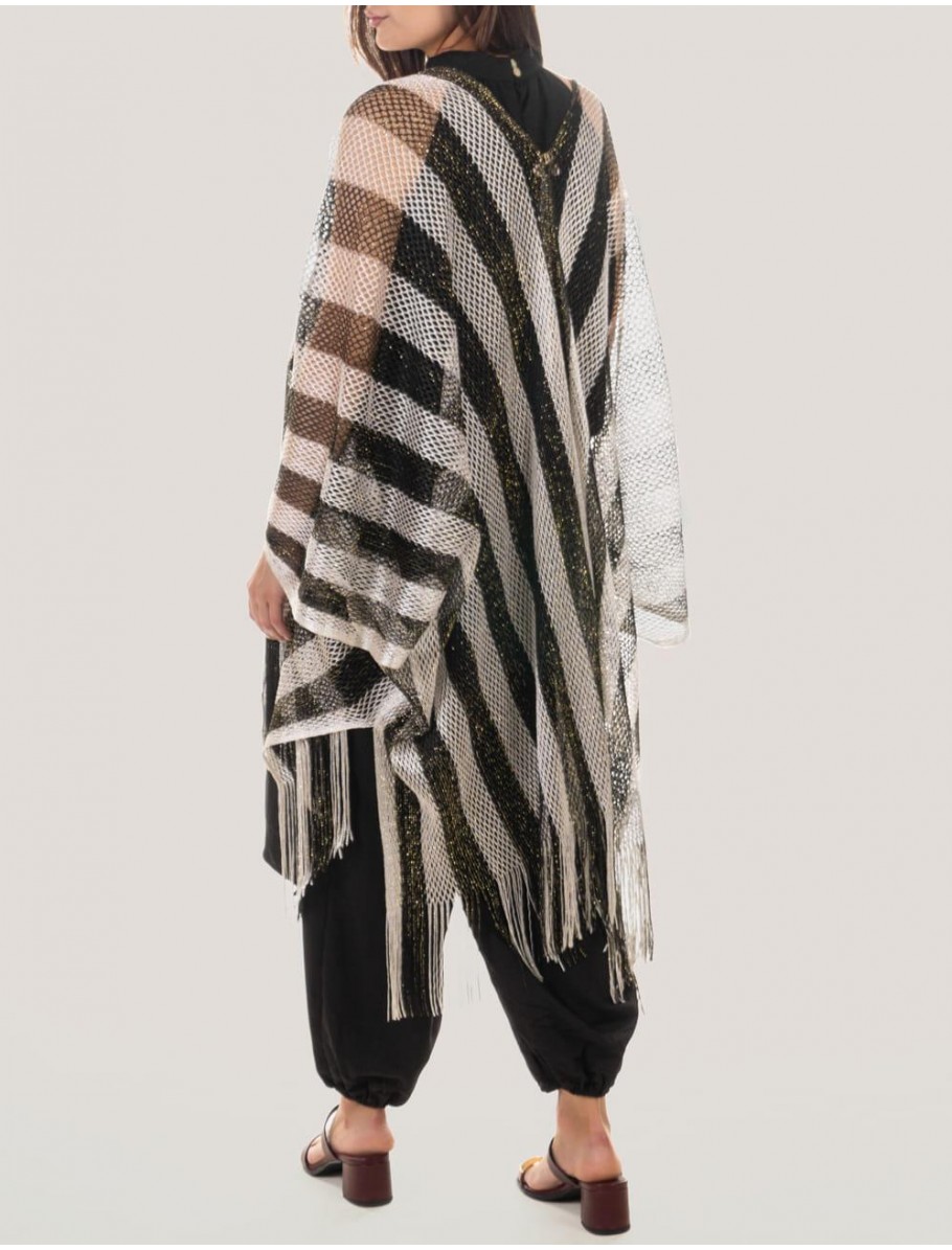 PONCHO LIUJO BOLSOS PONCHO RETE RIGHE NEGRO