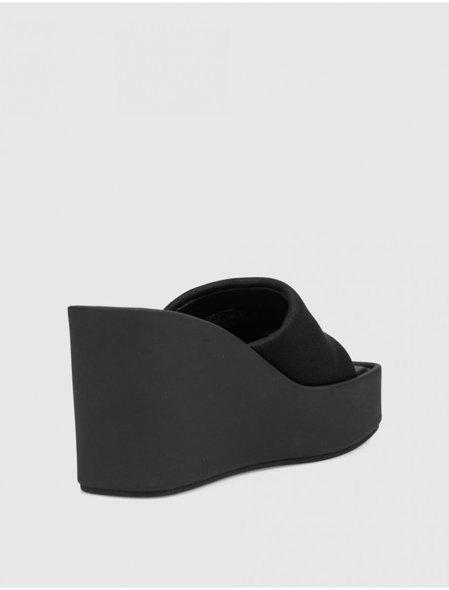 SANDALIA CALVIN KLEIN WEDGE 70 SNDL CANV MG NEGRO