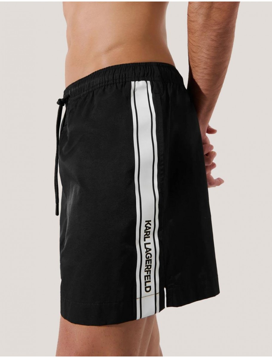 BANADOR KARL LAGERFED ELONGATED LOGO BOARDSHORTS NEGRO