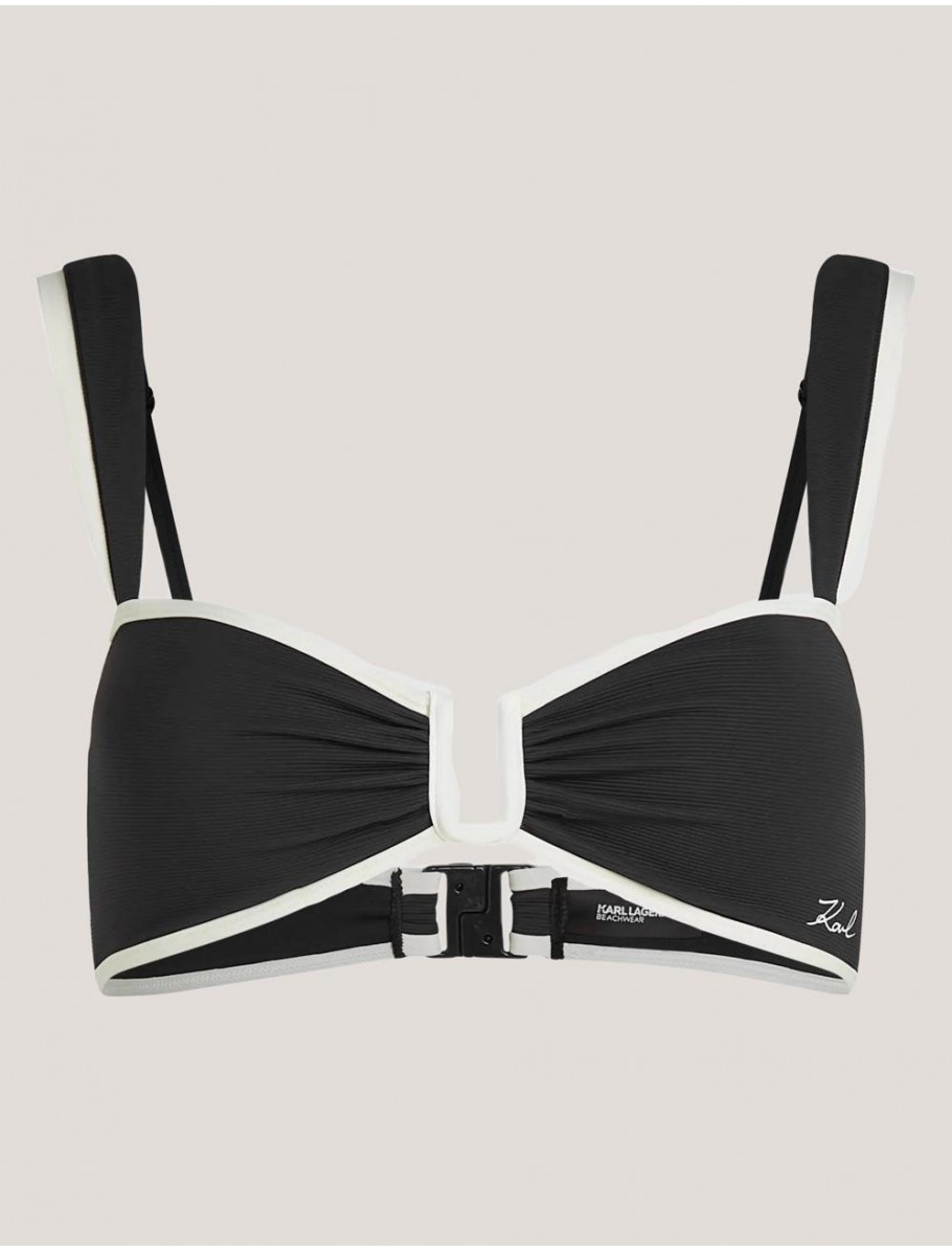 TOP KARL LAGERFED SIGNATURE BANDEAU BIKINI TOP NEGRO