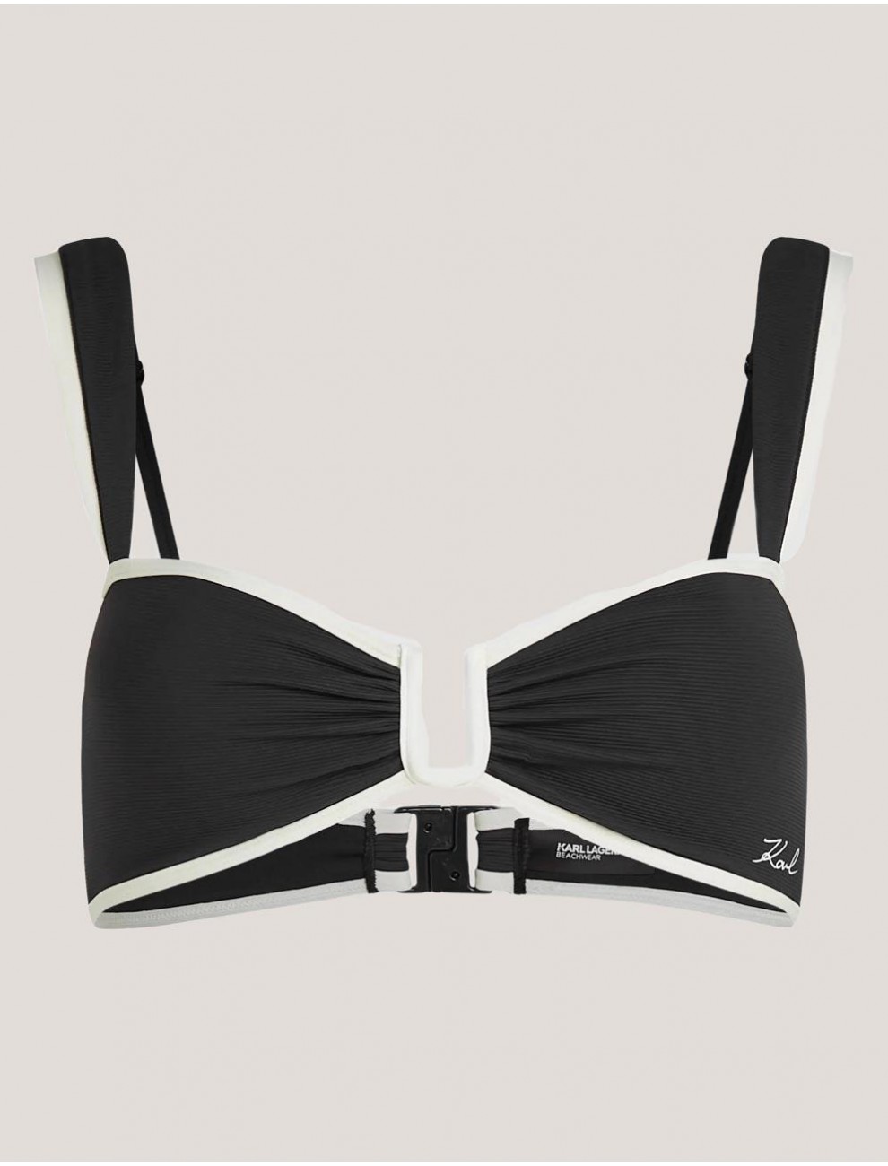 TOP KARL LAGERFED SIGNATURE BANDEAU BIKINI TOP NEGRO