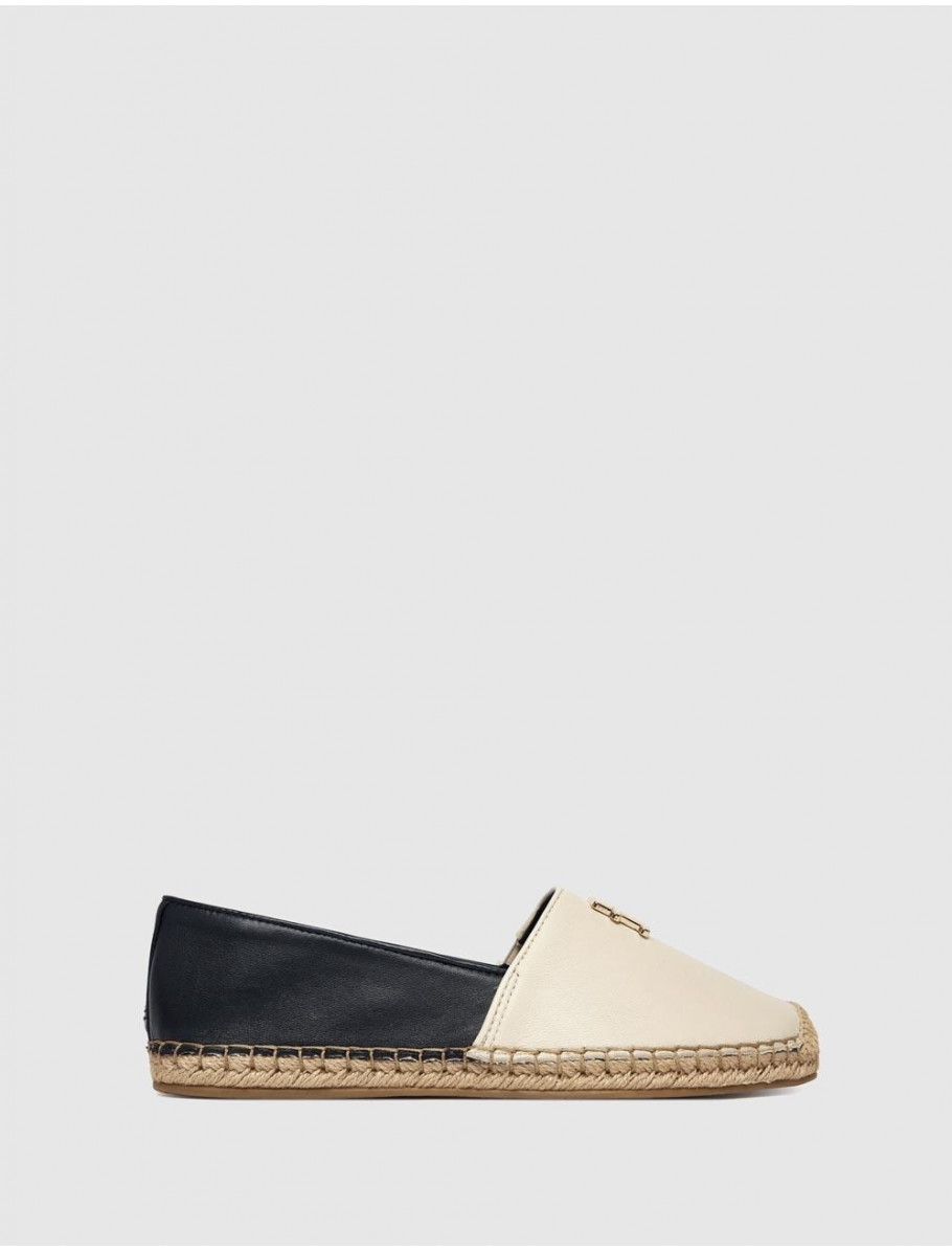ALPARGATA TOMMY HILFIGER TH LOGO LEATHER ESPADRILLE BEIG