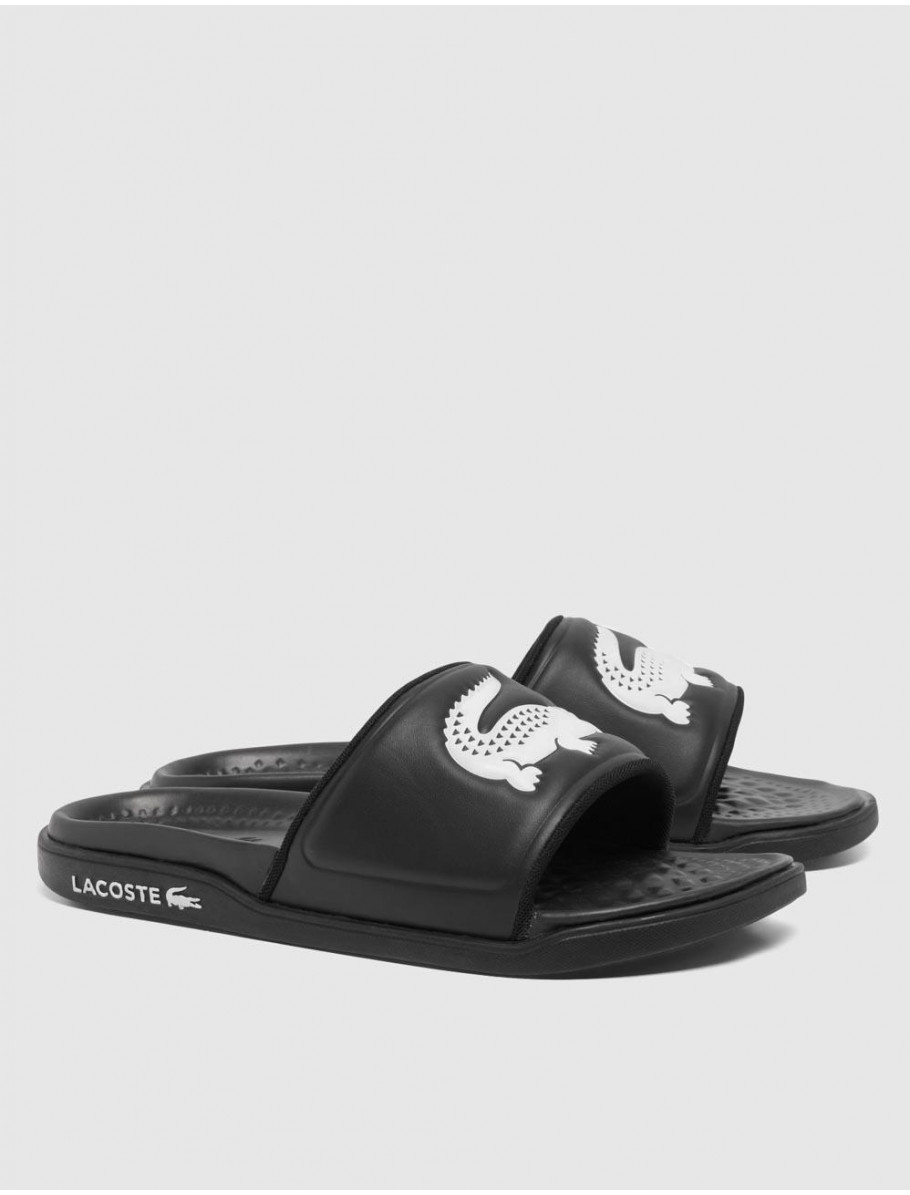 CHANCLA LACOSTE SERVE SLIDE DUAL NEGRO