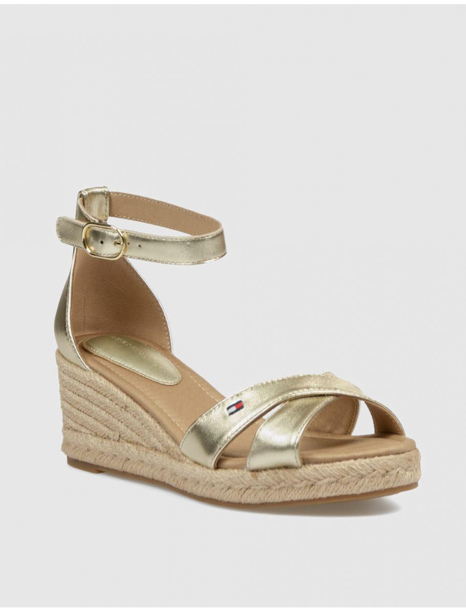 ALPARGATA TOMMY HILFIGER MID WEDGE ESPAD X CROSS ORO