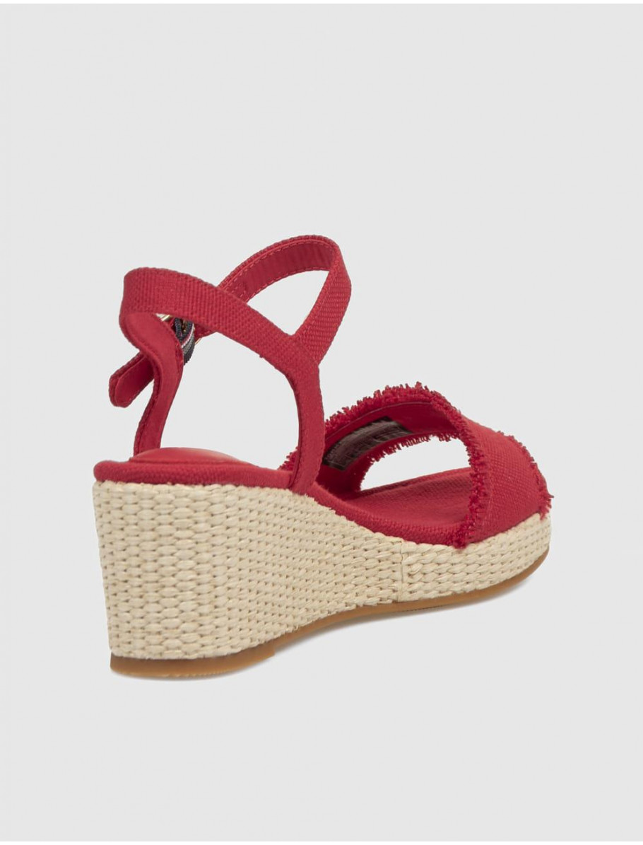 ALPARGATA TOMMY HILFIGER MID WOVEN WEDGE ESPAD FRINGE ROJO