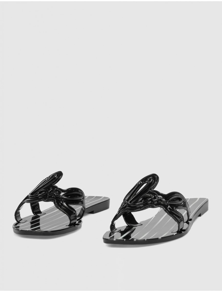 CHANCLA KARL LAGERFELD JELLY SIGNATURE STRIPES NEGRO