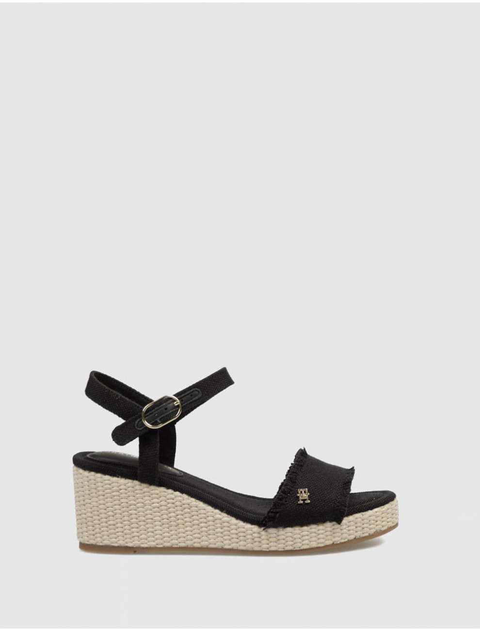 ALPARGATA TOMMY HILFIGER MID WOVEN WEDGE ESPAD FRINGE NEGRO