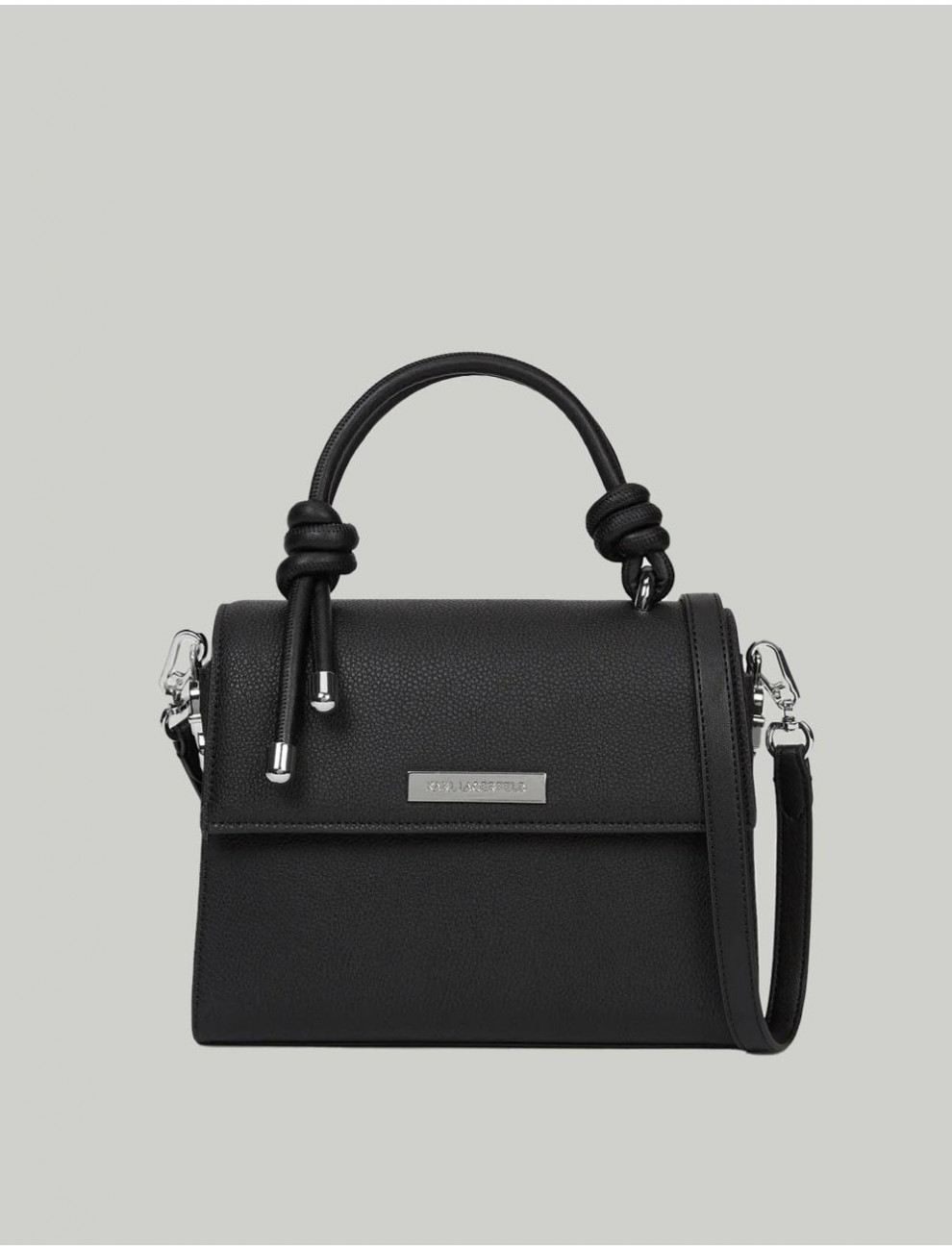 BOLSO KARL LAGERFED K PEBBLE CB STHL KNOTS NEGRO