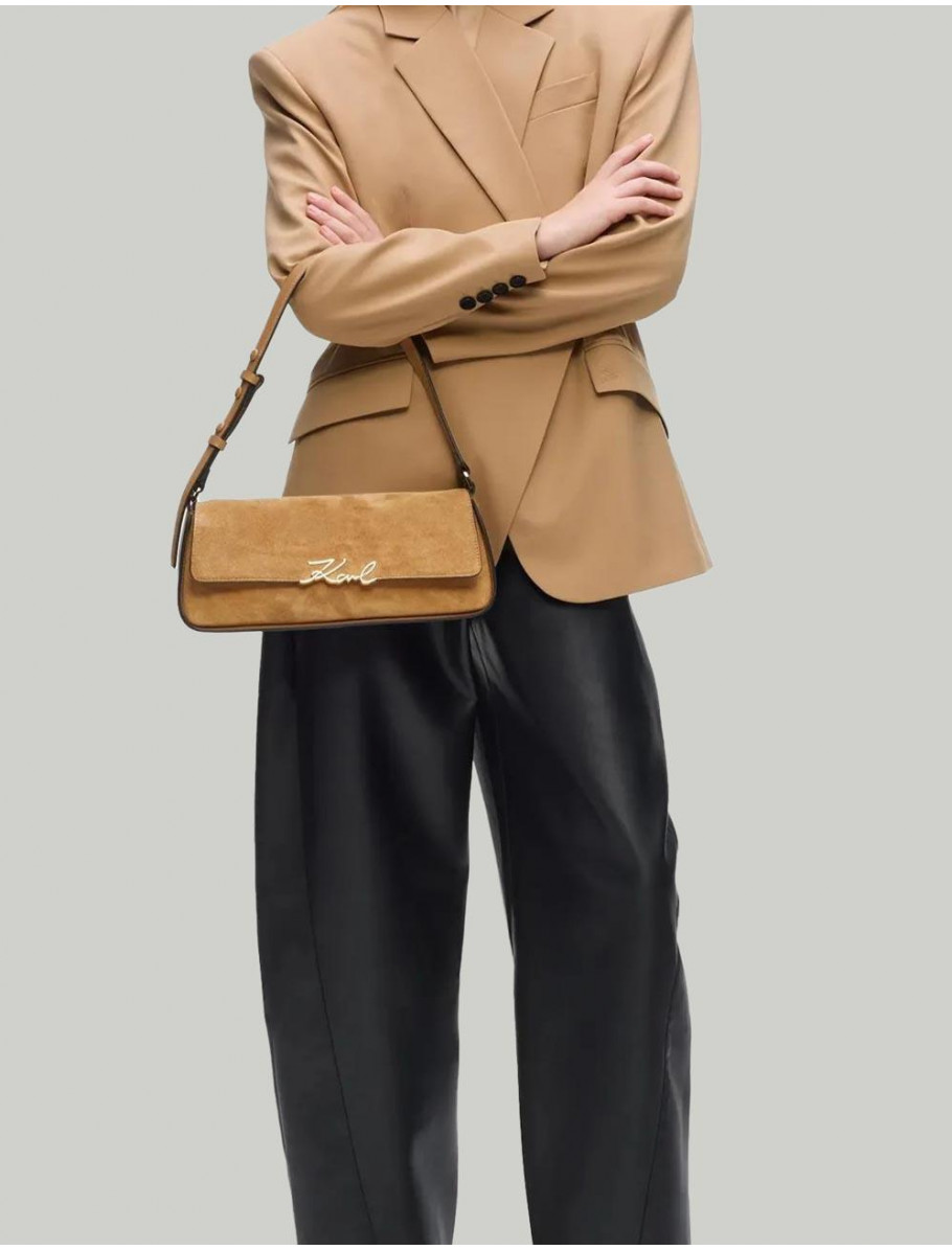 BOLSO KARL LAGERFED K SIGNATURE EW SHB SUEDE CaMEL