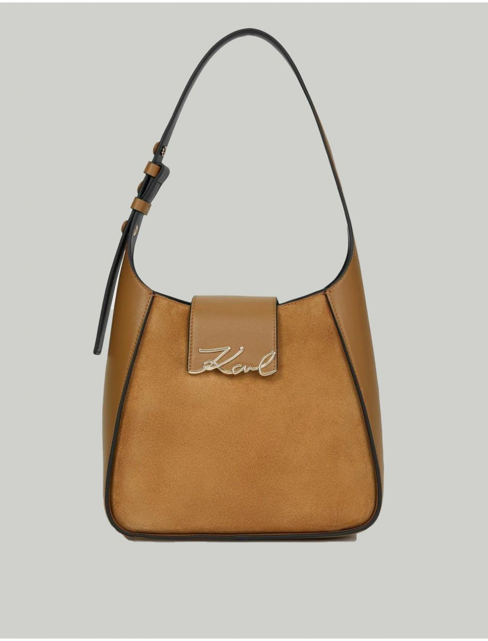 BOLSO KARL LAGERFED K SIGNATURE HOBO SUEDE CaMEL