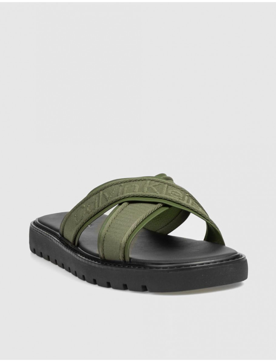 SANDALIA CALVIN KLEIN SQ MOLDED SANDAL XCROSS VERDE