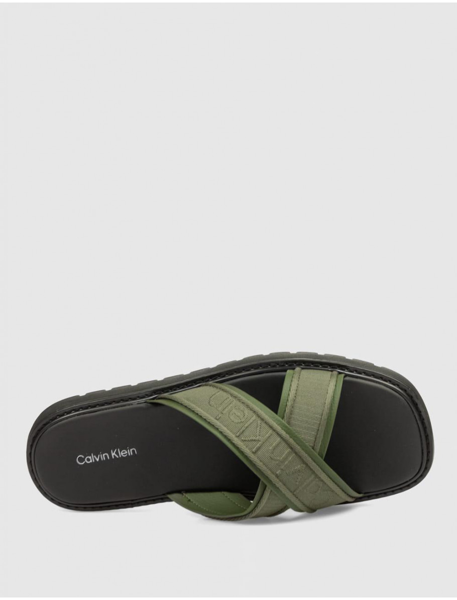 SANDALIA CALVIN KLEIN SQ MOLDED SANDAL XCROSS VERDE