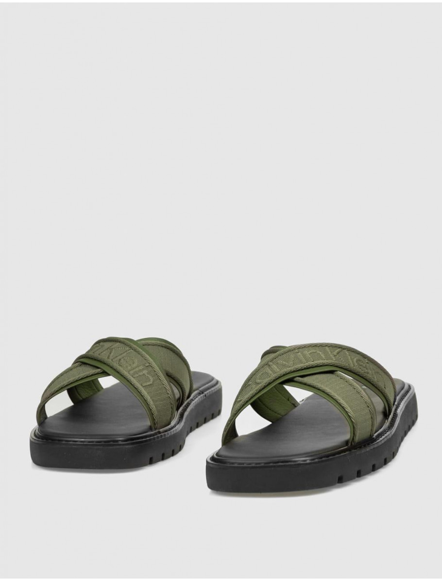 SANDALIA CALVIN KLEIN SQ MOLDED SANDAL XCROSS VERDE