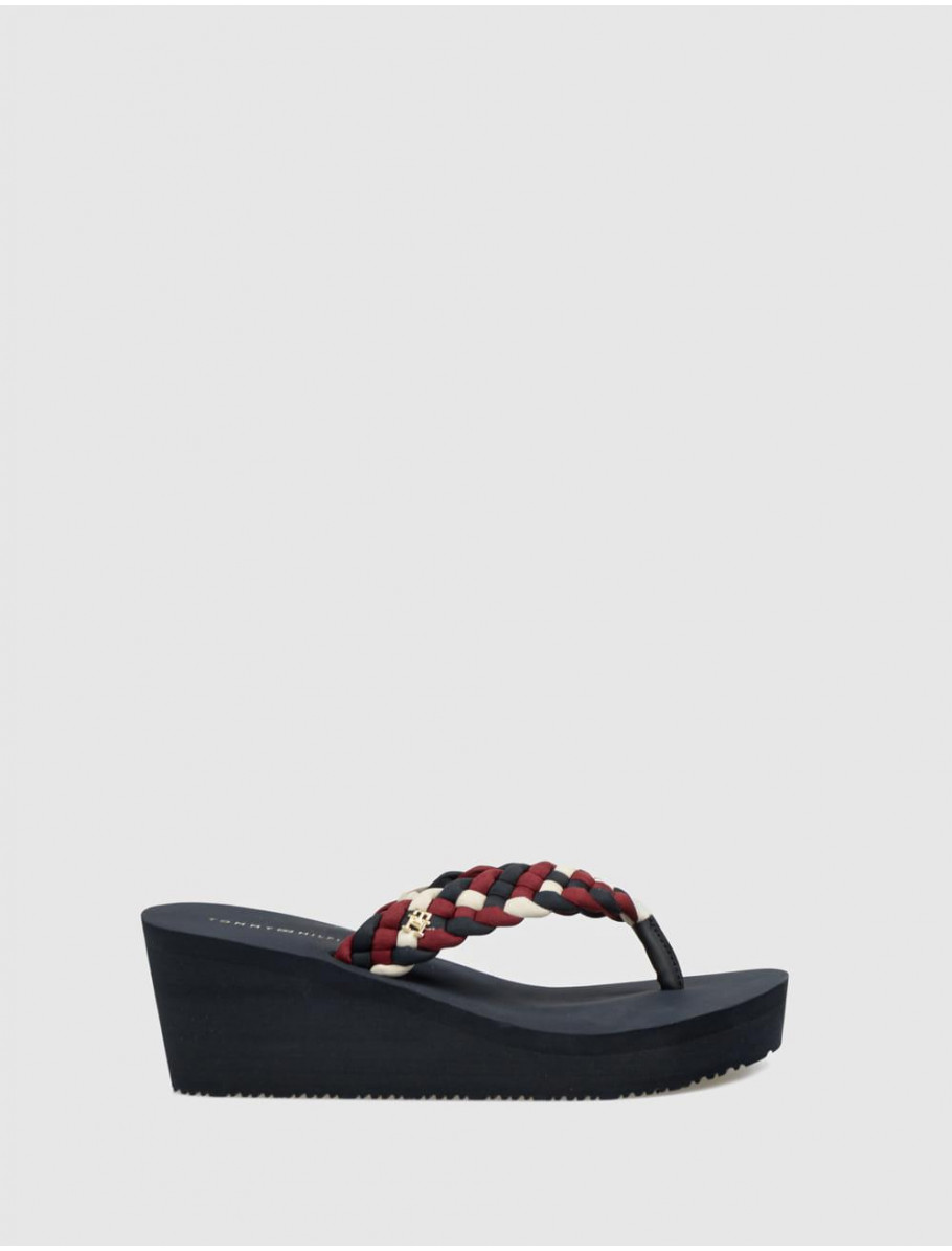 SANDALIA DE DEDO TOMMY HILFIGER TH WEDGE BRAIDED SUMMER MARINO